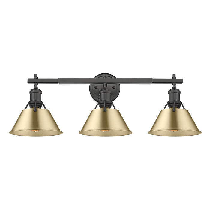 Golden 3306-BA3 BLK-BCB Three Light Bath Vanity, Matte Black