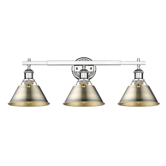 Golden 3306-BA3 CH-AB Three Light Bath Vanity, Chrome