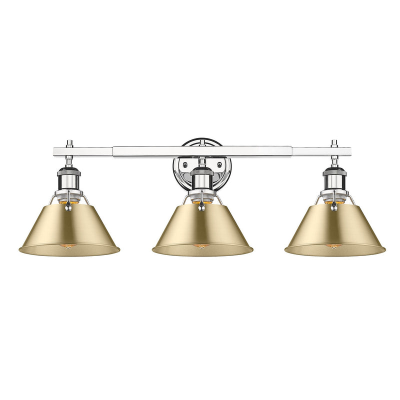 Golden 3306-BA3 CH-BCB Three Light Bath Vanity, Chrome