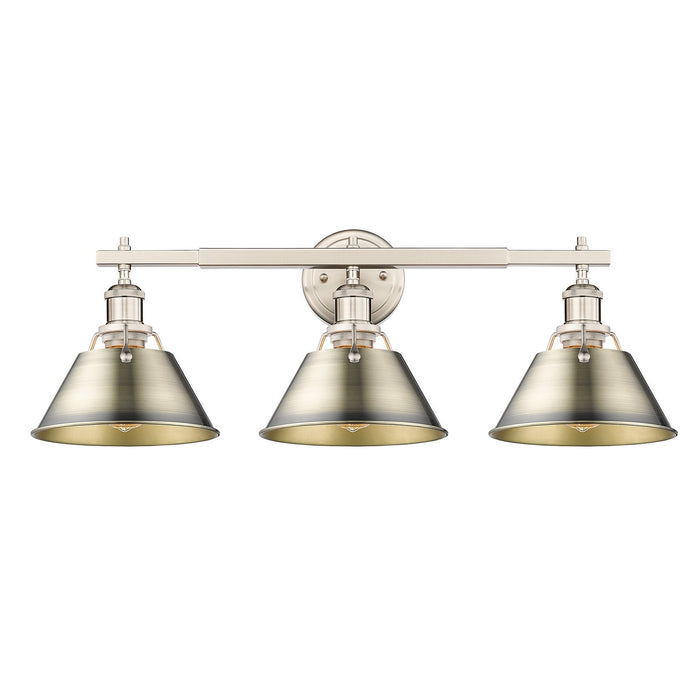 Golden 3306-BA3 PW-AB Three Light Bath Vanity, Pewter