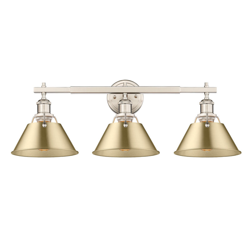 Golden 3306-BA3 PW-BCB Three Light Bath Vanity, Pewter