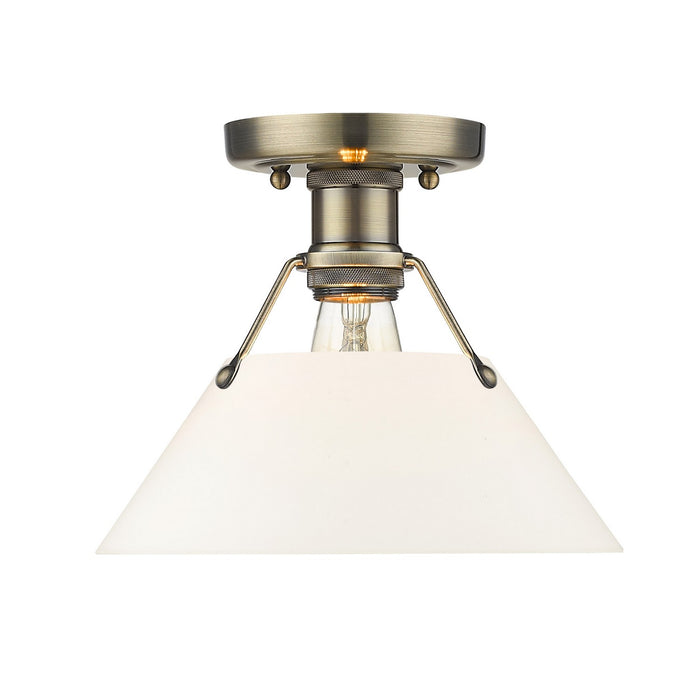 Golden 3306-FM AB-OP One Light Flush Mount, Aged Brass