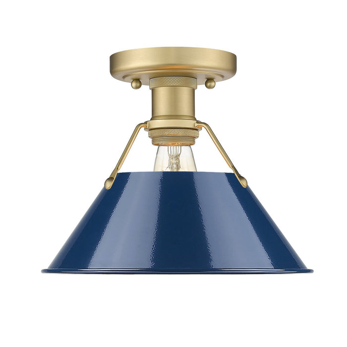 Golden 3306-FM BCB-NVY One Light Flush Mount, Brushed Champagne Bronze