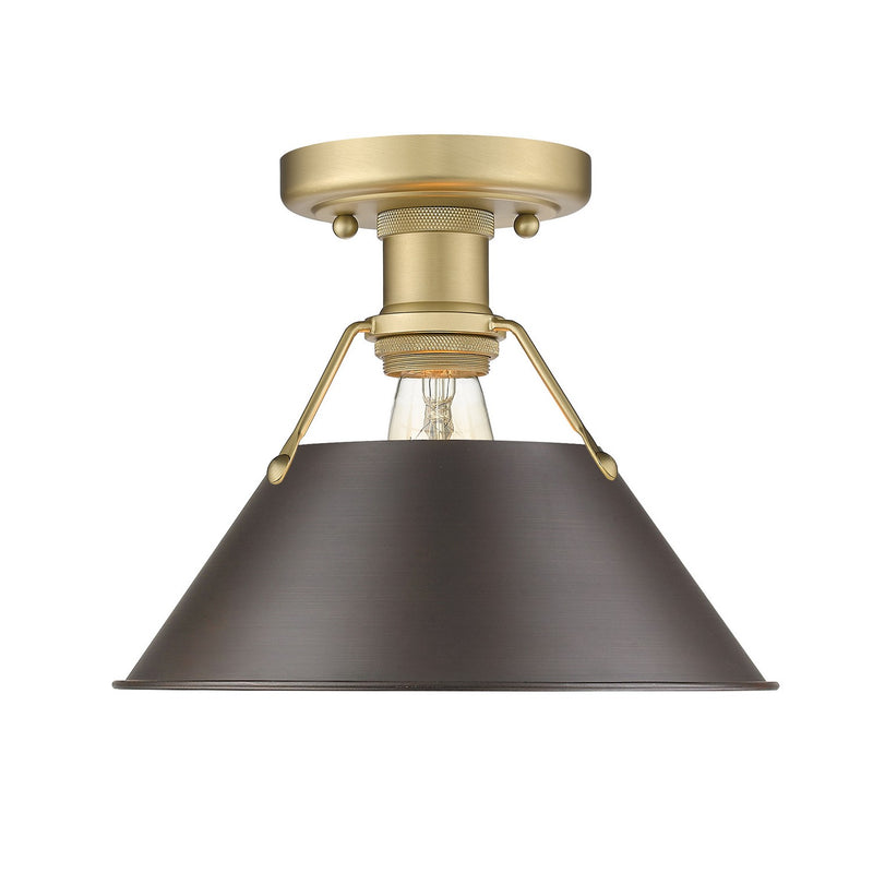 Golden 3306-FM BCB-RBZ One Light Flush Mount, Brushed Champagne Bronze