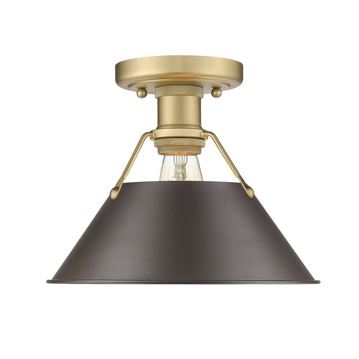 Golden 3306-FM BCB-RBZ One Light Flush Mount, Brushed Champagne Bronze