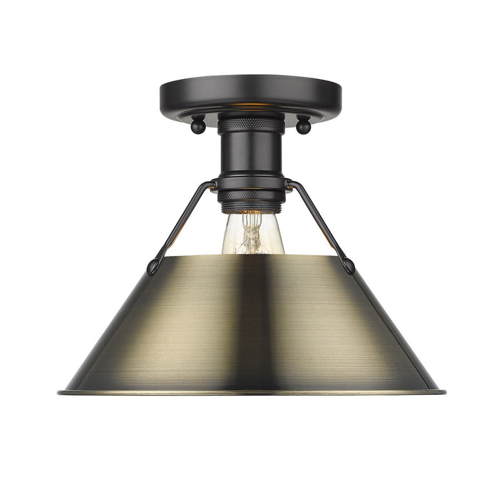 Golden 3306-FM BLK-AB One Light Flush Mount, Matte Black