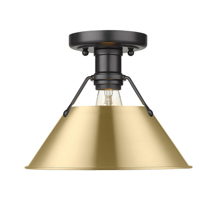 Golden 3306-FM BLK-BCB One Light Flush Mount, Matte Black