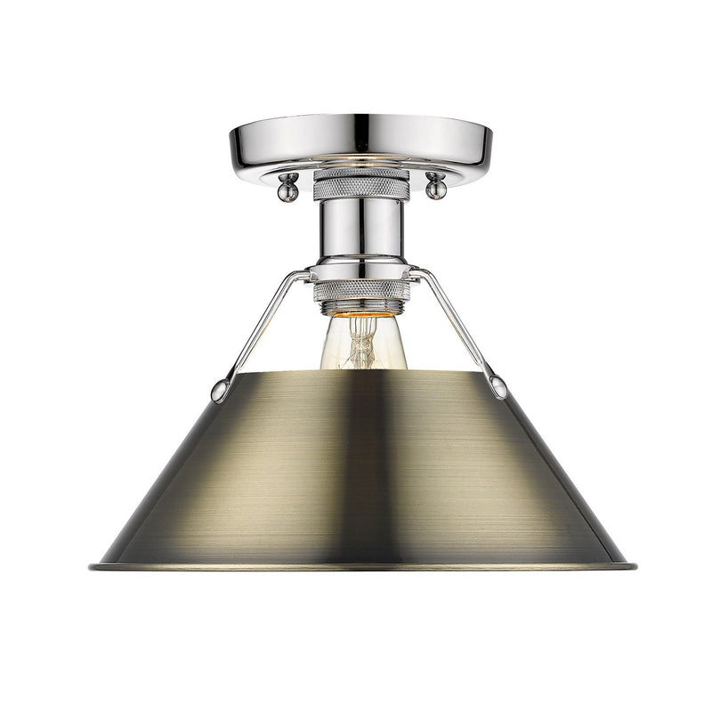 Golden 3306-FM CH-AB One Light Flush Mount, Chrome