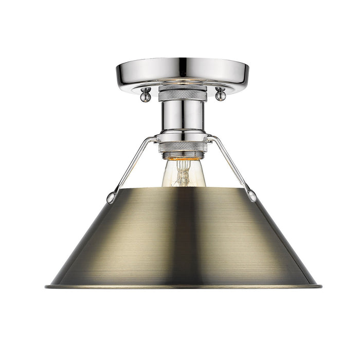 Golden 3306-FM CH-AB One Light Flush Mount, Chrome
