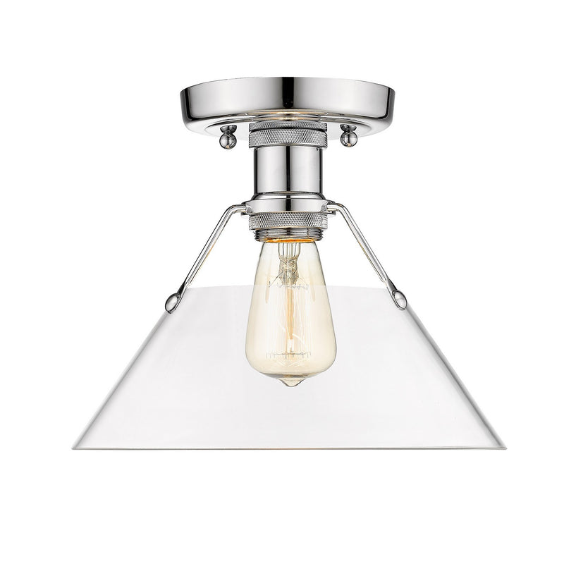 Golden 3306-FM CH-CLR One Light Flush Mount, Chrome