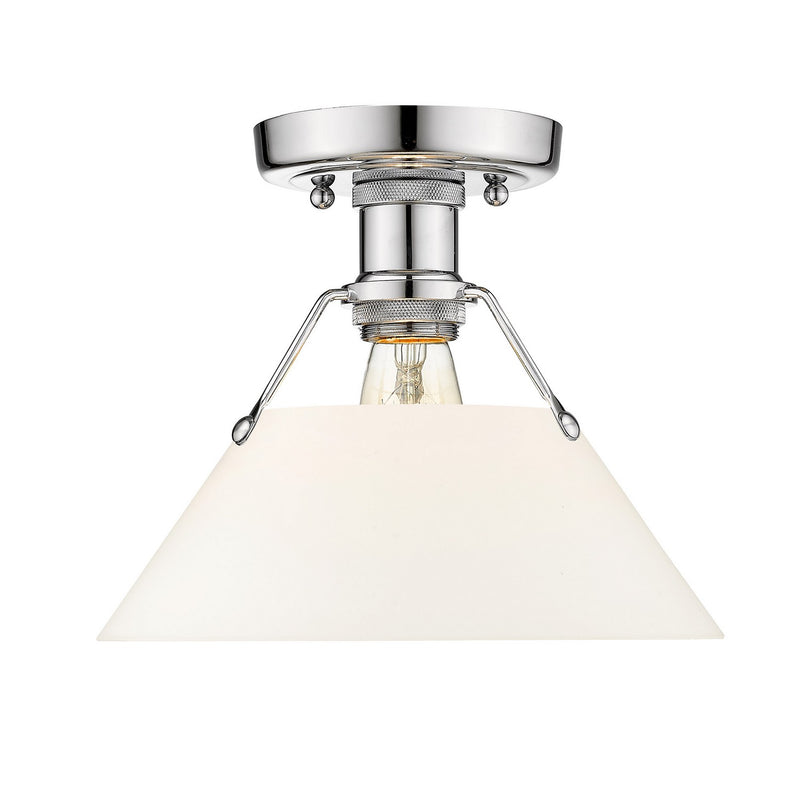 Golden 3306-FM CH-OP One Light Flush Mount, Chrome