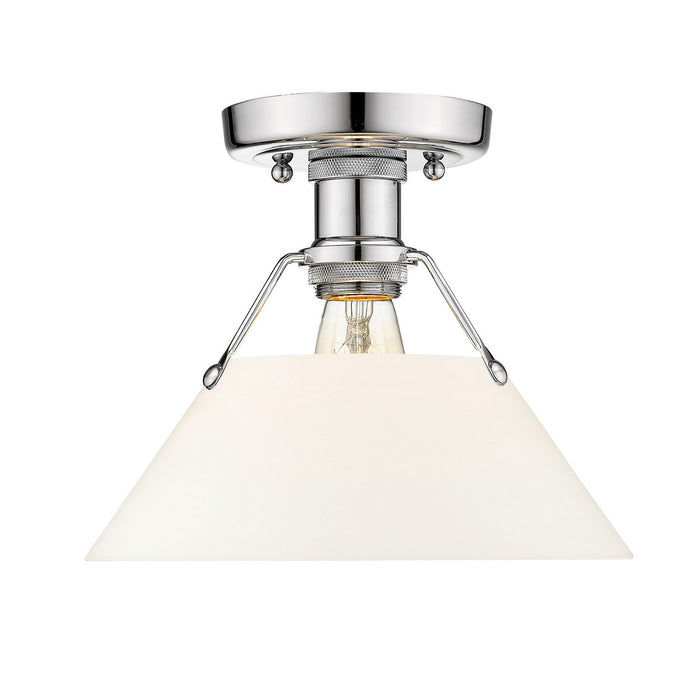 Golden 3306-FM CH-OP One Light Flush Mount, Chrome