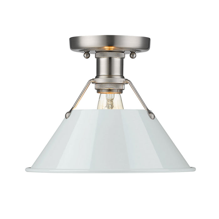 Golden 3306-FM PW-DB One Light Flush Mount, Pewter