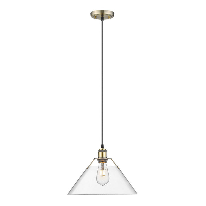 Golden 3306-L AB-CLR One Light Pendant, Aged Brass