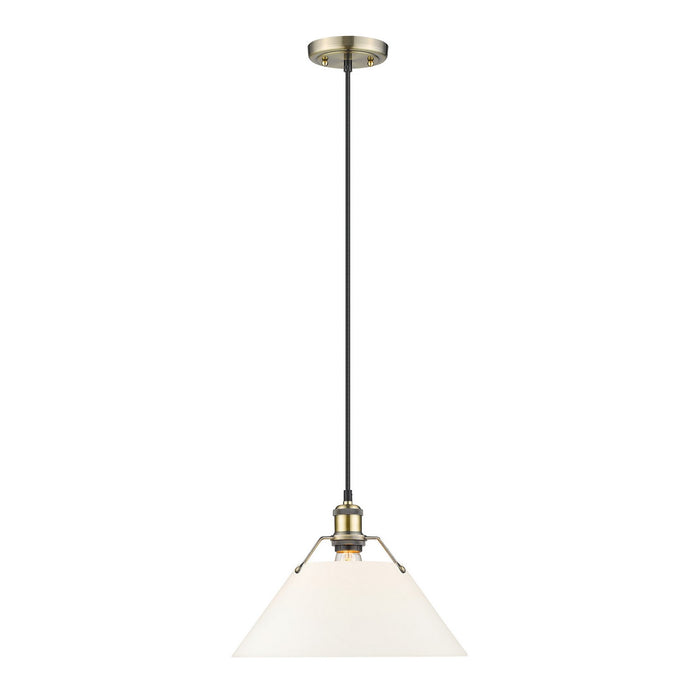 Golden 3306-L AB-OP One Light Pendant, Aged Brass