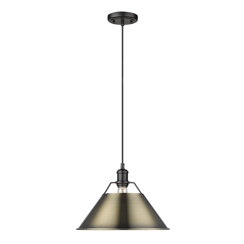 Golden 3306-L BLK-BLK One Light Pendant, Matte Black