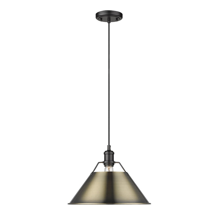 Golden 3306-L BLK-AB One Light Pendant, Matte Black