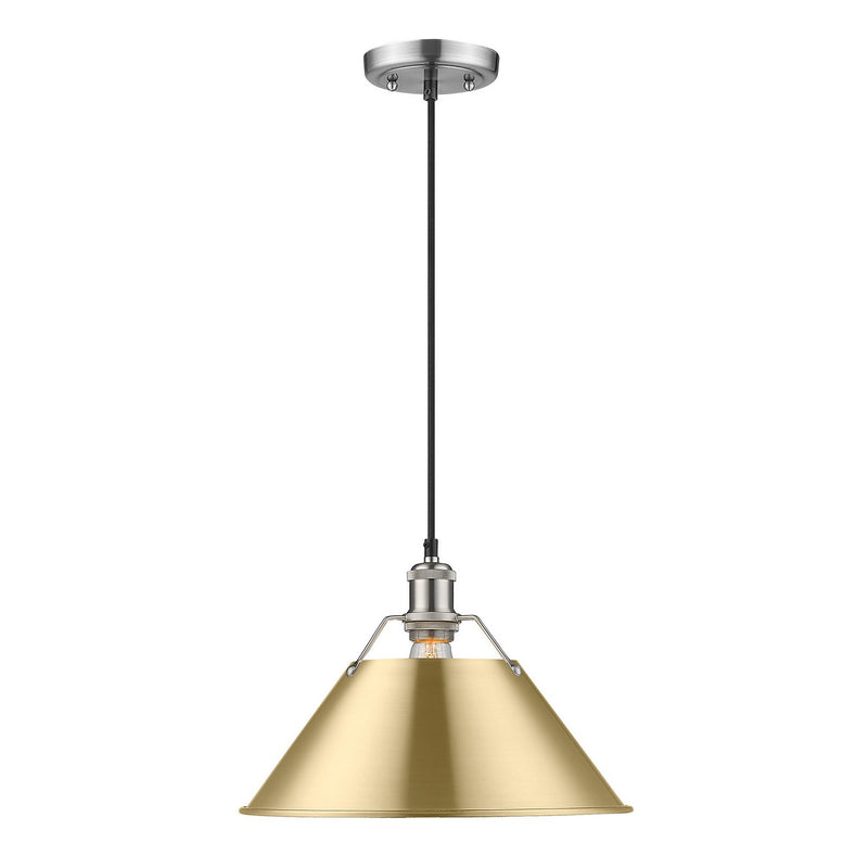 Golden 3306-L PW-CH One Light Pendant, Pewter
