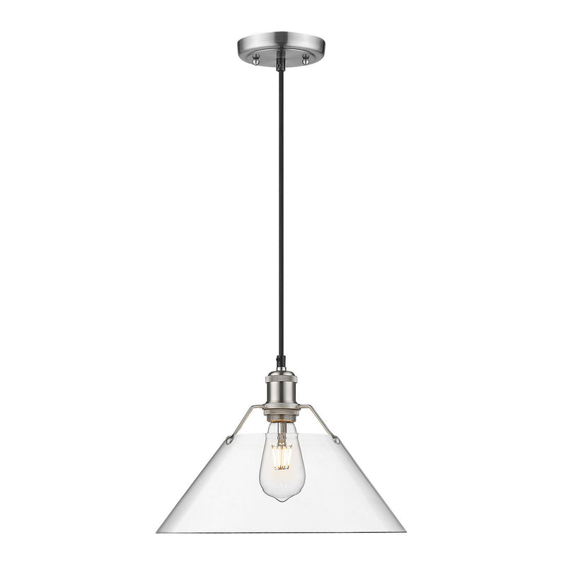Golden 3306-L PW-CLR One Light Pendant, Pewter