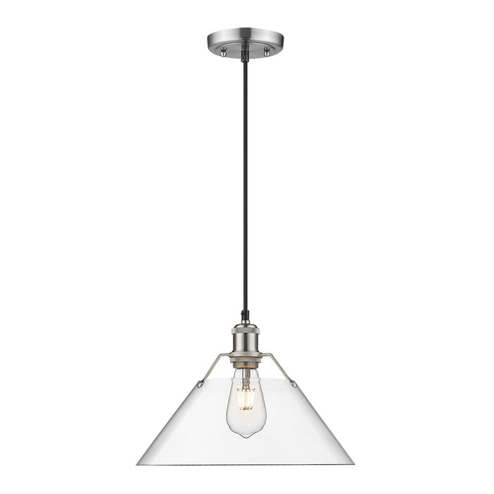Golden 3306-L PW-CLR One Light Pendant, Pewter