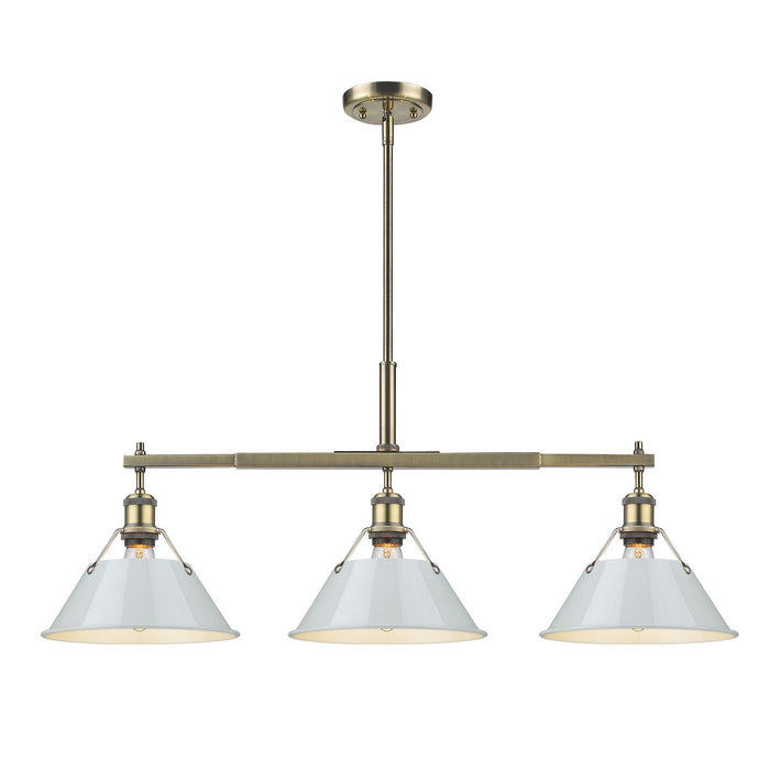 Golden 3306-LP AB-DB Three Light Linear Pendant, Aged Brass