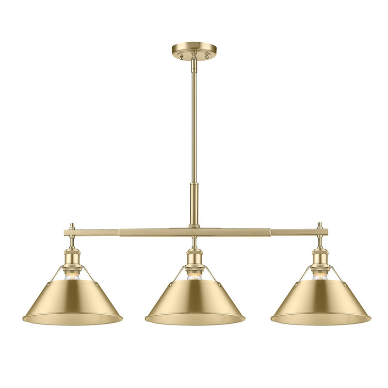 Golden 3306-LP BCB-BCB Three Light Linear Pendant, Brushed Champagne Bronze