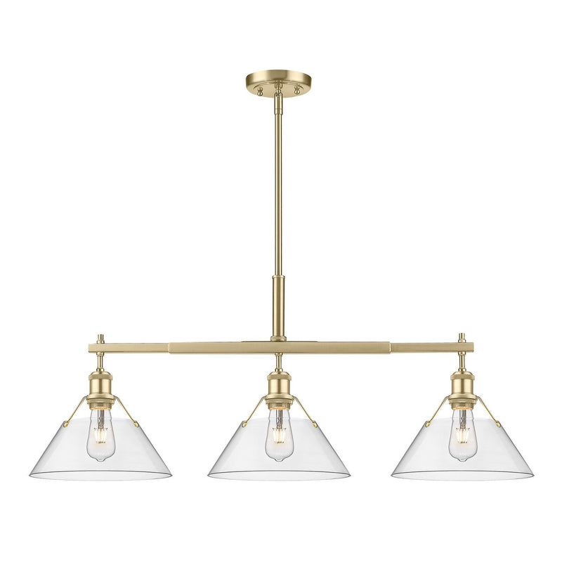 Golden 3306-LP BCB-CLR Three Light Linear Pendant, Brushed Champagne Bronze