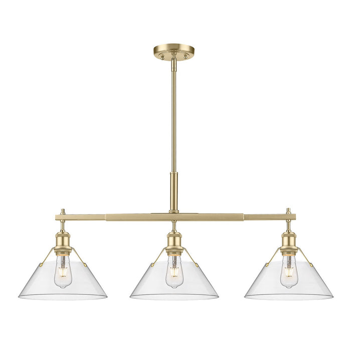 Golden 3306-LP BCB-CLR Three Light Linear Pendant, Brushed Champagne Bronze