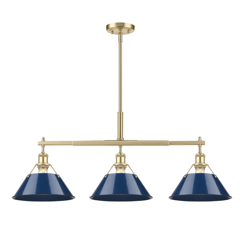 Golden 3306-LP BCB-NVY Three Light Linear Pendant, Brushed Champagne Bronze