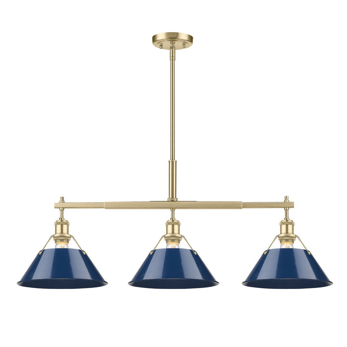 Golden 3306-LP BCB-NVY Three Light Linear Pendant, Brushed Champagne Bronze