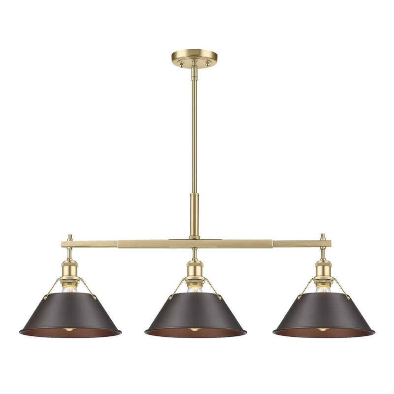 Golden 3306-LP BCB-RBZ Three Light Linear Pendant, Brushed Champagne Bronze