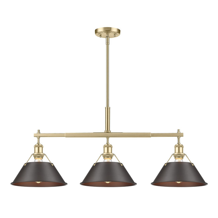 Golden 3306-LP BCB-RBZ Three Light Linear Pendant, Brushed Champagne Bronze