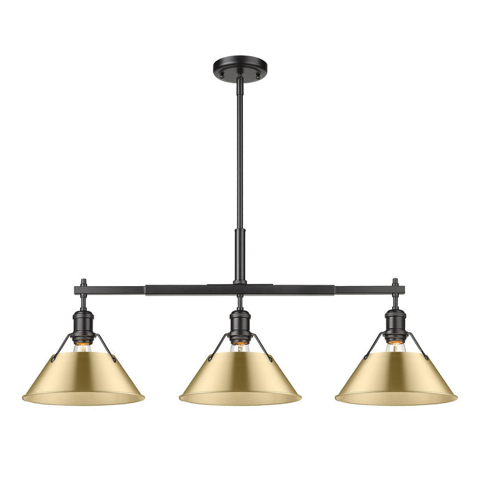 Golden 3306-LP BLK-BCB Three Light Linear Pendant, Matte Black