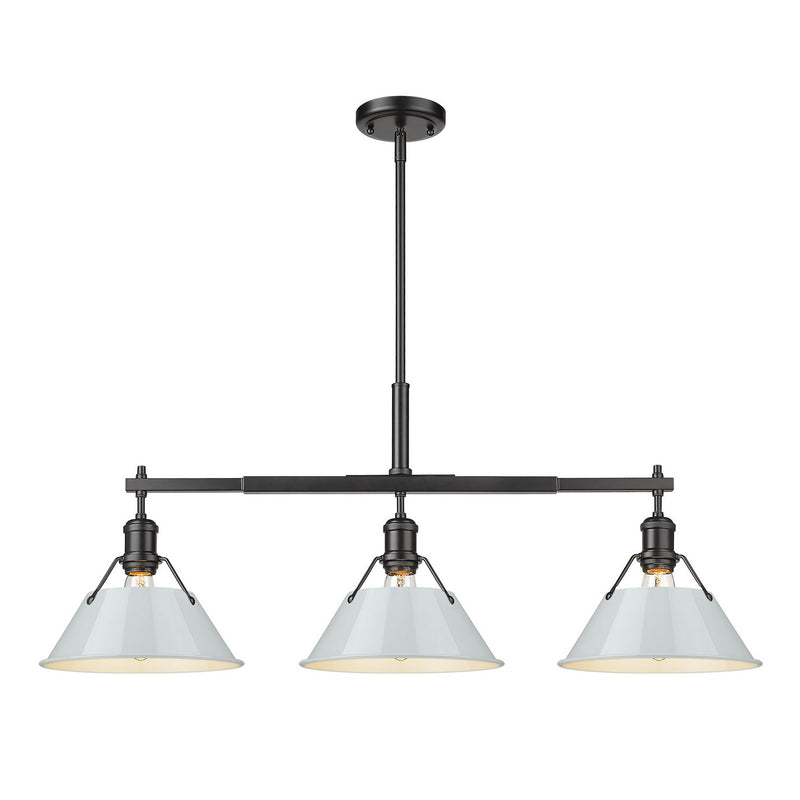 Golden 3306-LP BLK-DB Three Light Linear Pendant, Matte Black