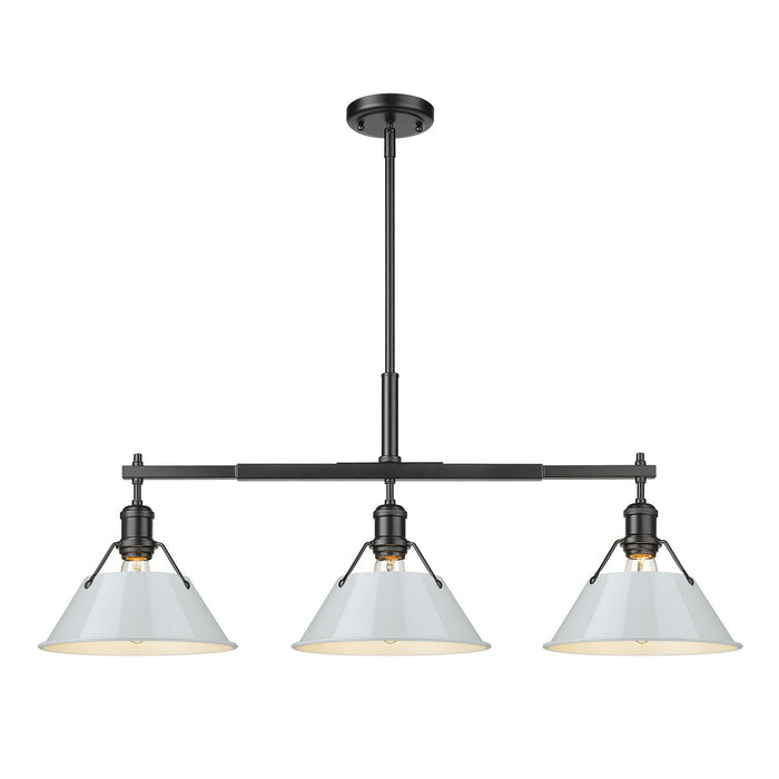 Golden 3306-LP BLK-DB Three Light Linear Pendant, Matte Black