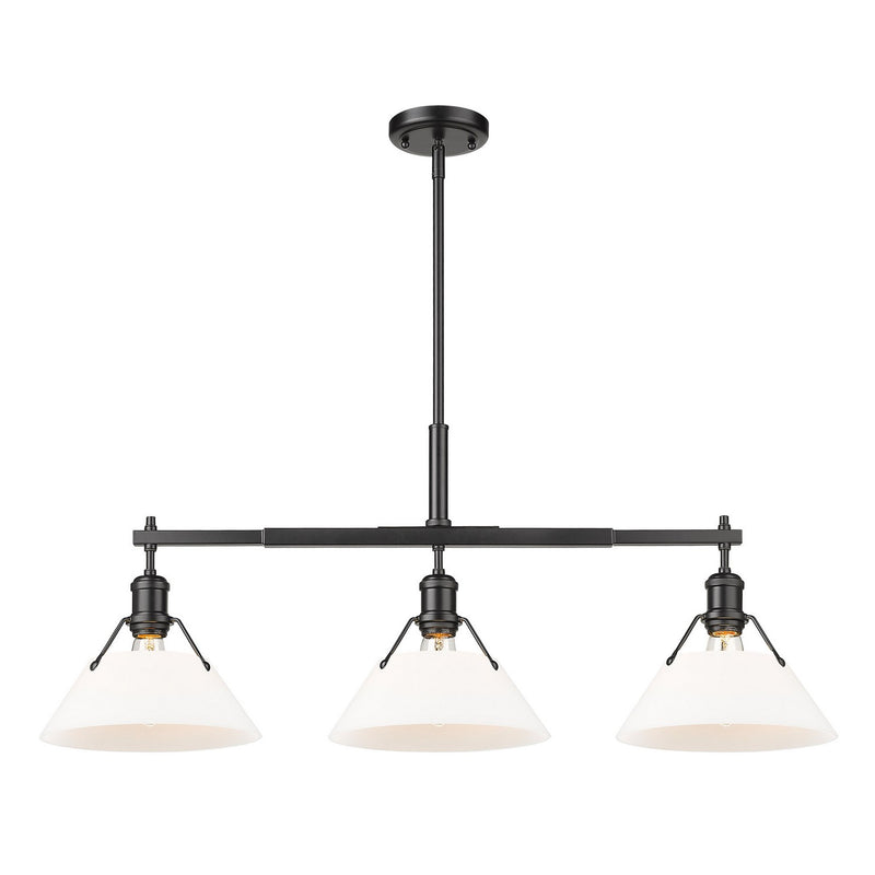 Golden 3306-LP BLK-OP Three Light Linear Pendant, Matte Black