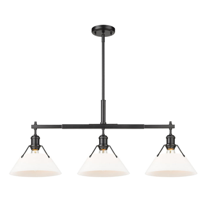 Golden 3306-LP BLK-OP Three Light Linear Pendant, Matte Black