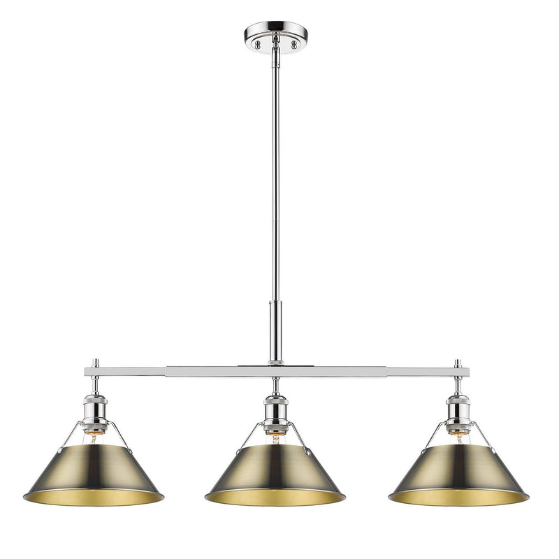 Golden 3306-LP CH-AB Three Light Linear Pendant, Chrome