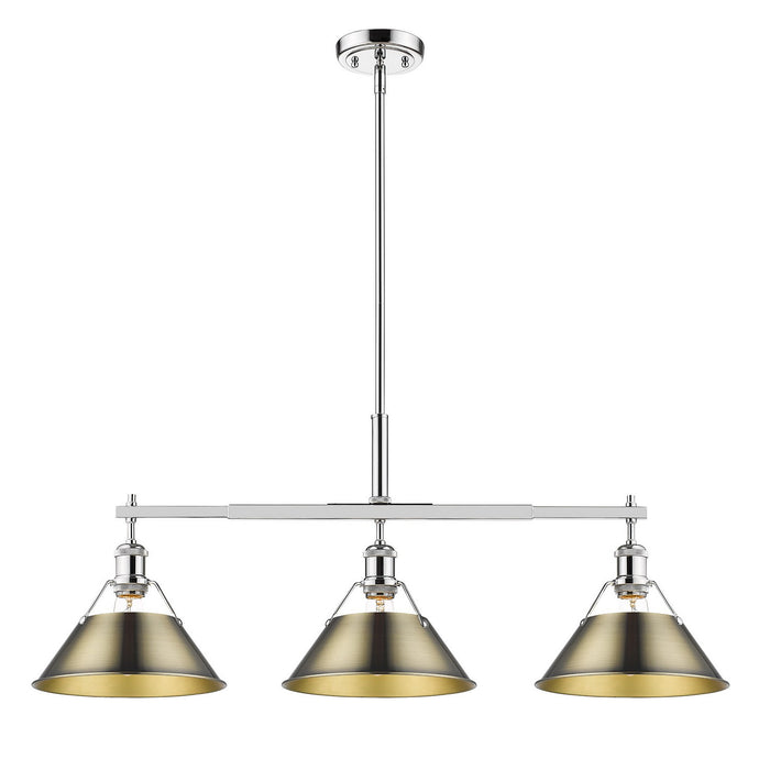 Golden 3306-LP CH-AB Three Light Linear Pendant, Chrome