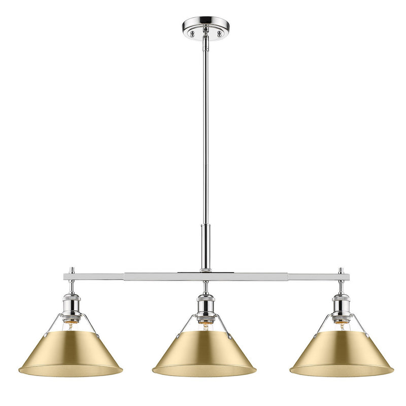Golden 3306-LP CH-BCB Three Light Linear Pendant, Chrome