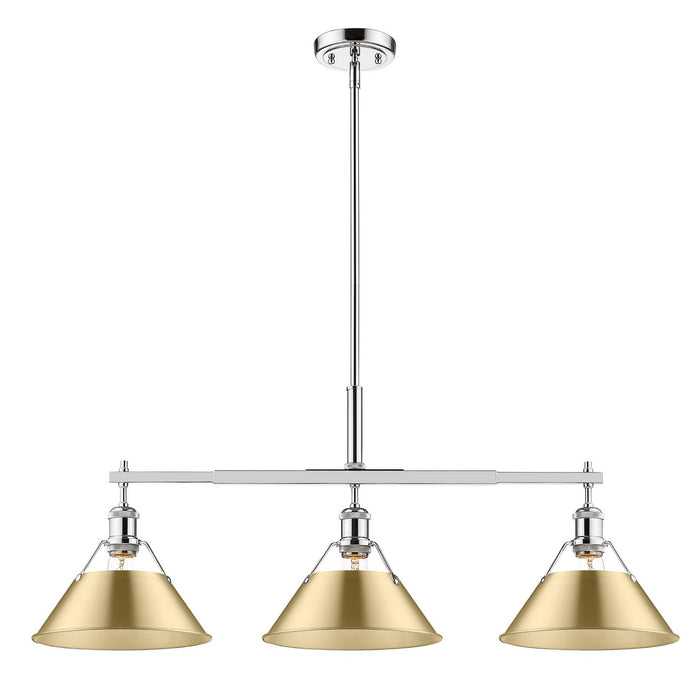 Golden 3306-LP CH-BCB Three Light Linear Pendant, Chrome