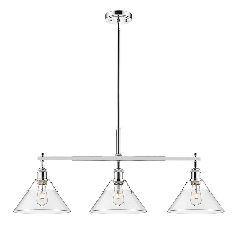 Golden 3306-LP CH-CLR Three Light Linear Pendant, Chrome