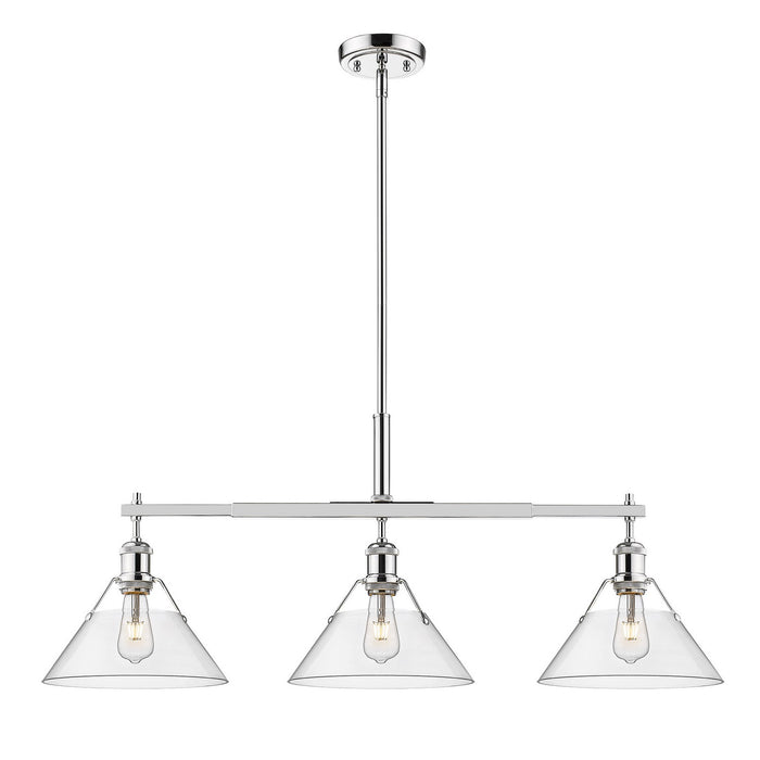 Golden 3306-LP CH-CLR Three Light Linear Pendant, Chrome
