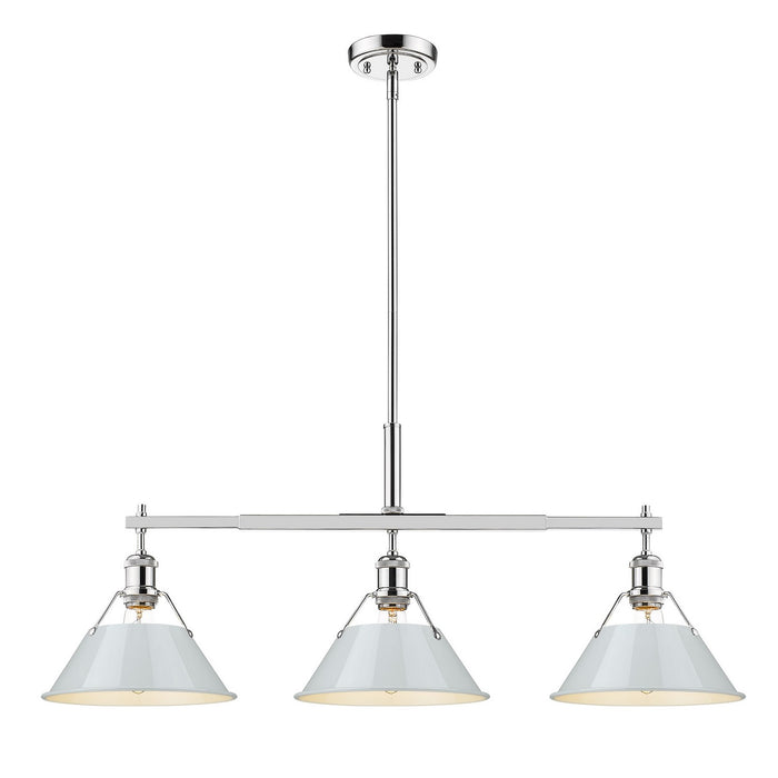 Golden 3306-LP CH-DB Three Light Linear Pendant, Chrome