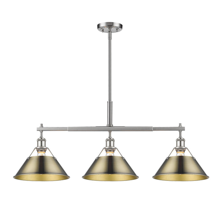 Golden 3306-LP PW-AB Three Light Linear Pendant, Pewter