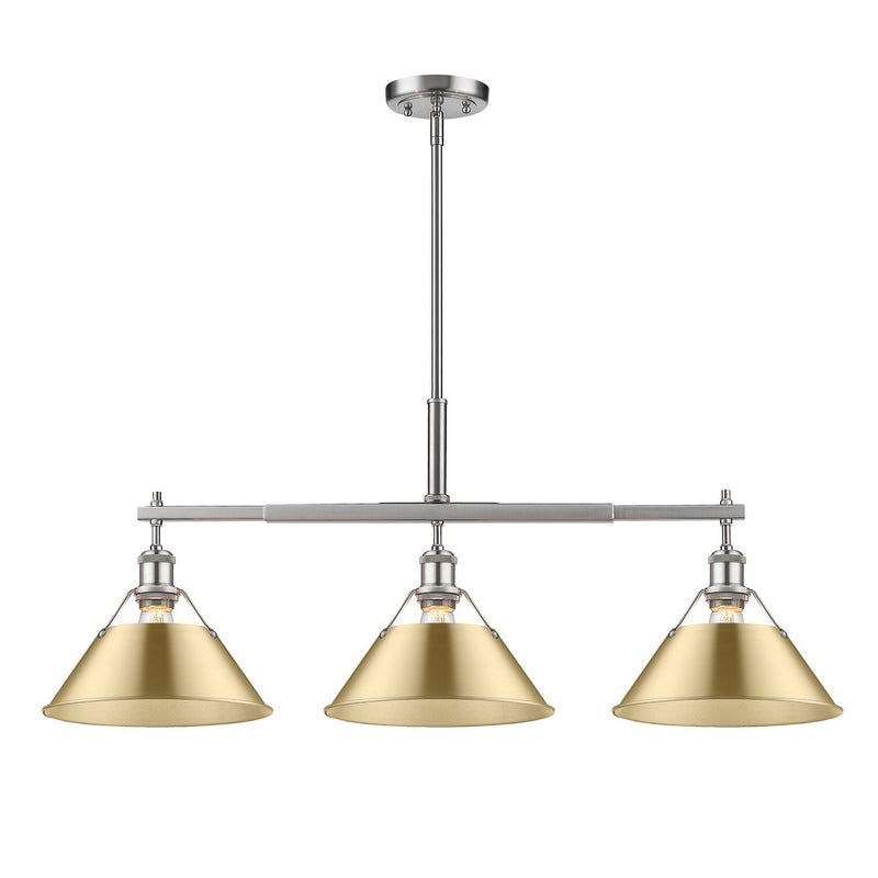 Golden 3306-LP PW-CH Three Light Linear Pendant, Pewter