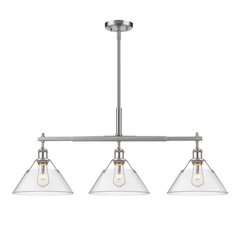 Golden 3306-LP PW-CLR Three Light Linear Pendant, Pewter