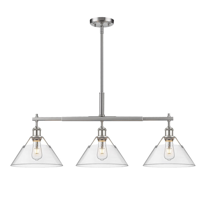 Golden 3306-LP PW-CLR Three Light Linear Pendant, Pewter