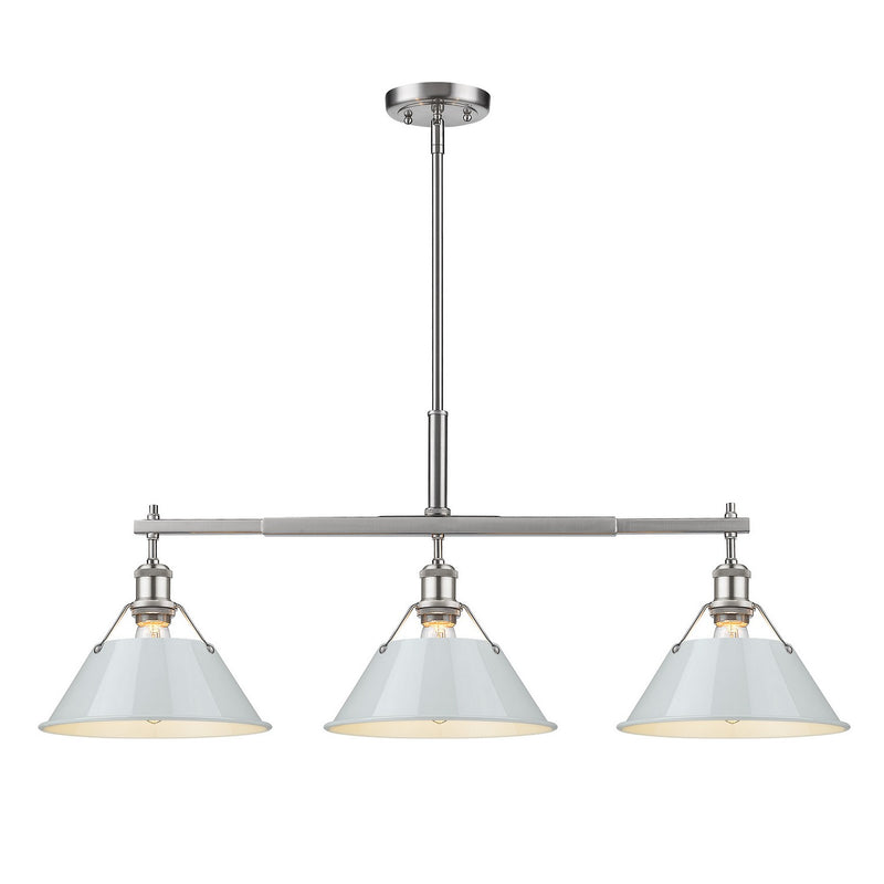 Golden 3306-LP PW-DB Three Light Linear Pendant, Pewter