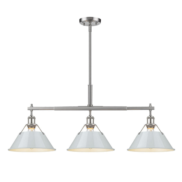 Golden 3306-LP PW-DB Three Light Linear Pendant, Pewter